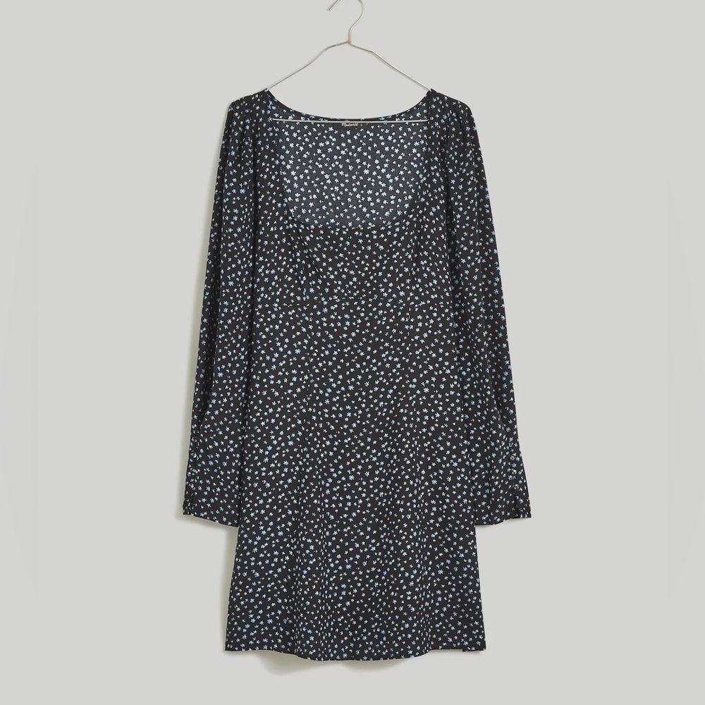 Madewell Seamed Long-Sleeve Mini Dress in Ditsy Floral Size 0 EUC